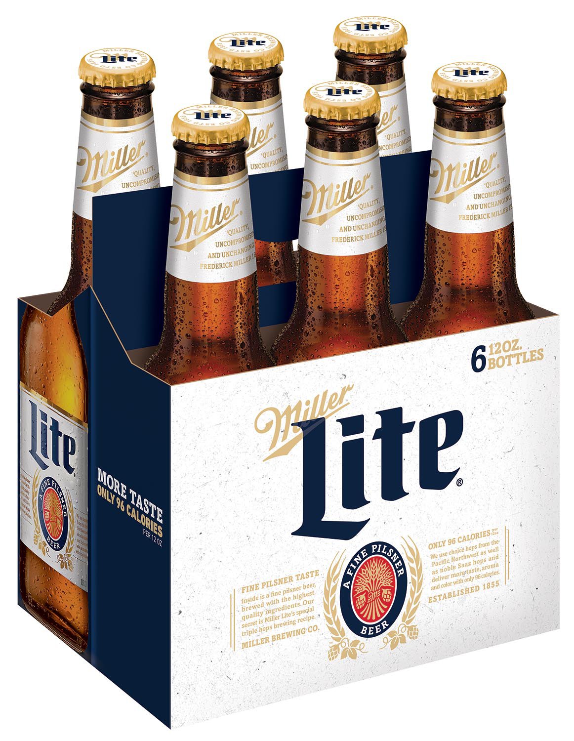 Miller Lite Lager Beer 12oz 6 Pack Bottles