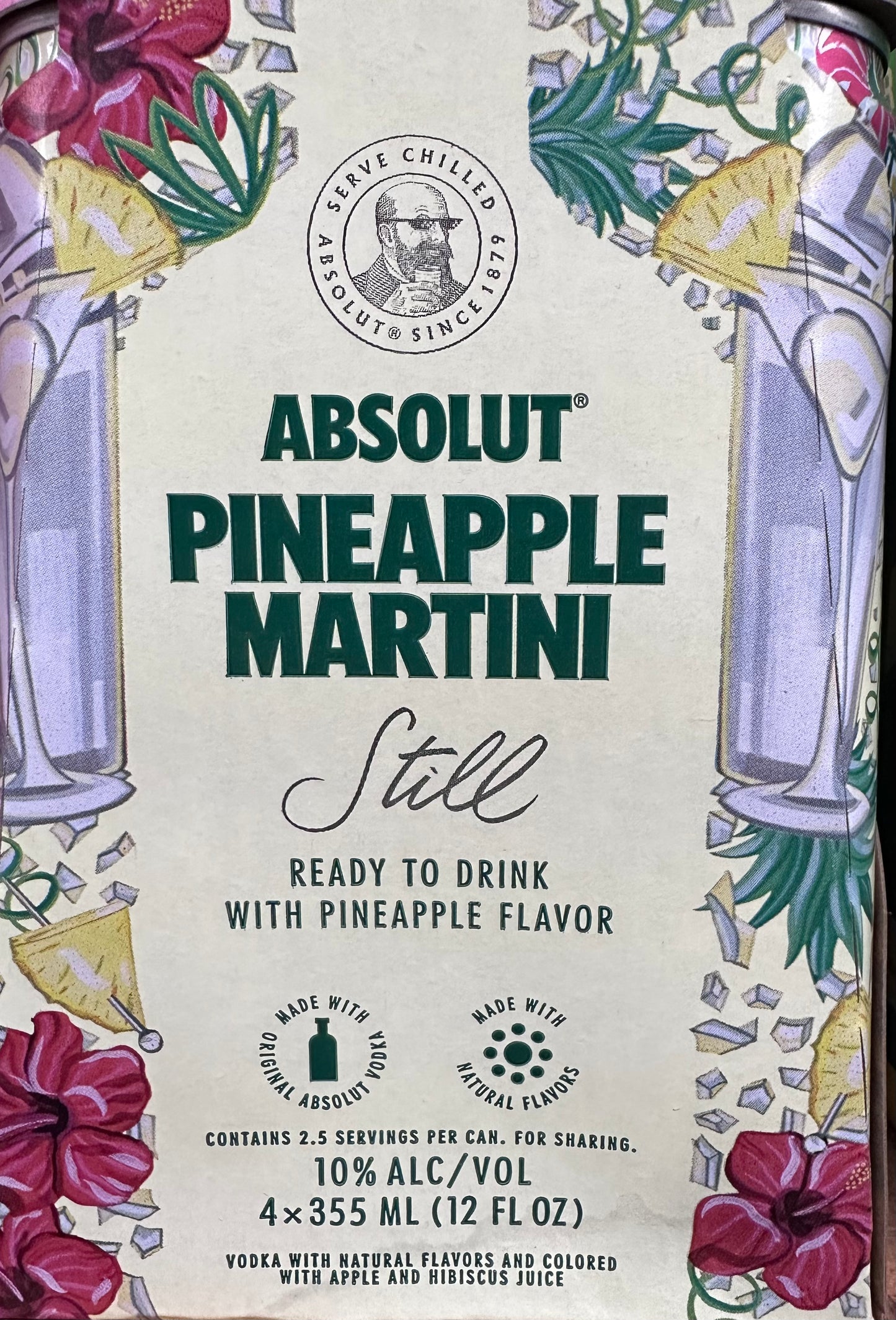 Absolut Pineapple Martini 12oz 4 Pack Cans