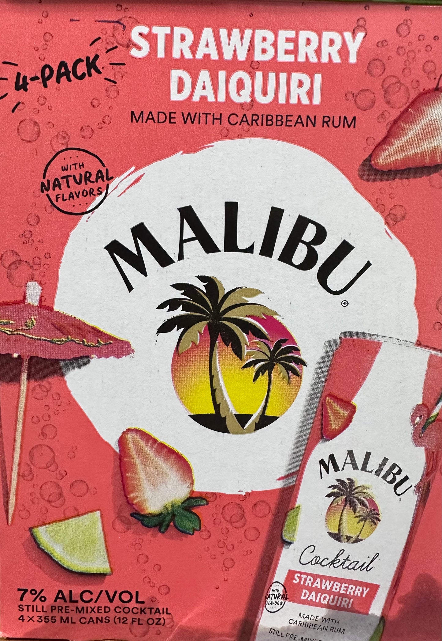 Malibu Strawberry Daiquiri 12oz 4 Pack Cans