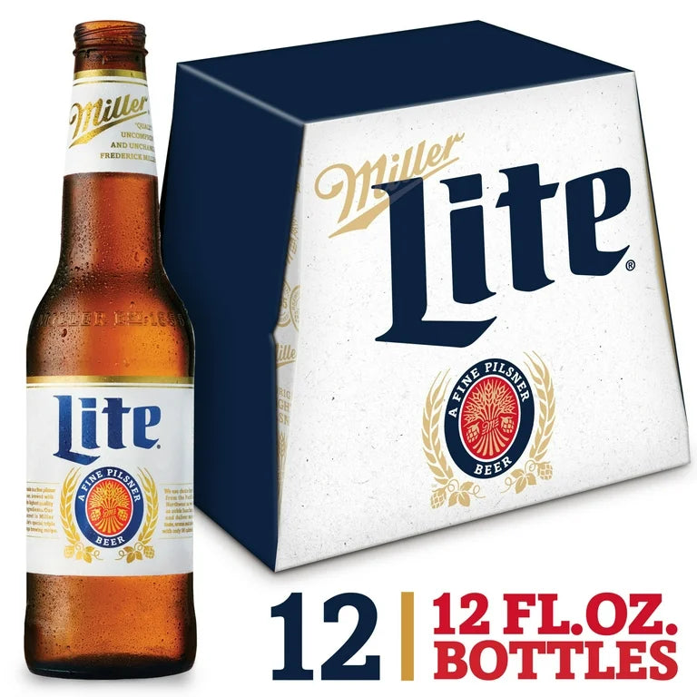 Miller Lite Lager 12oz 12 Pack Bottles